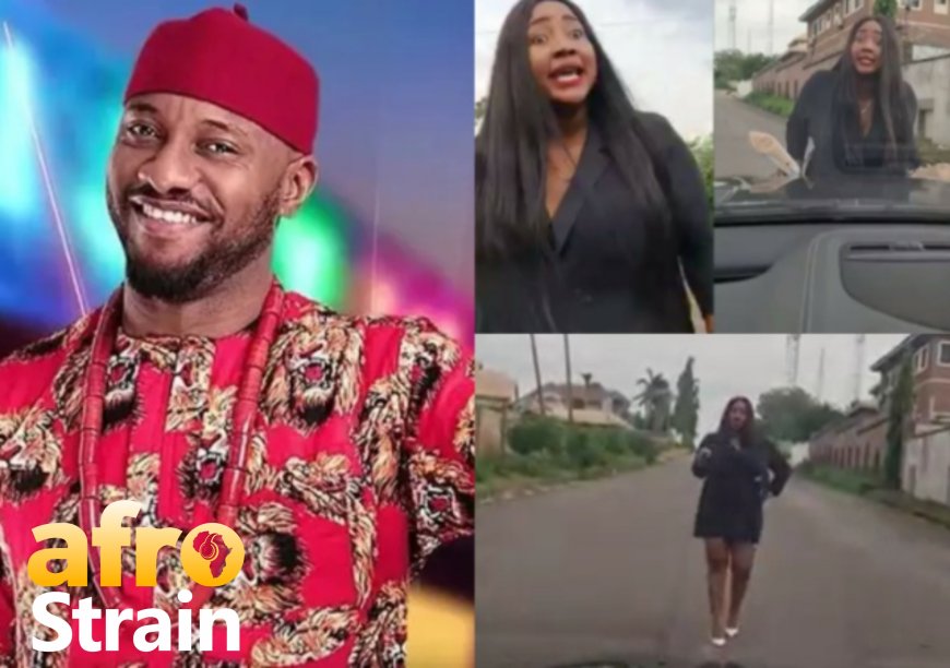 Judy Austin Stands in Centre of The Road, Blocks Yul Edochie from Driving Out