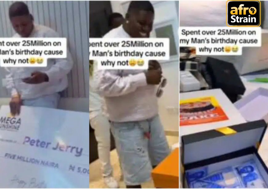 Nigerian lady gifts boyfriend N5 million, spends extra N25 million on him for his birthday