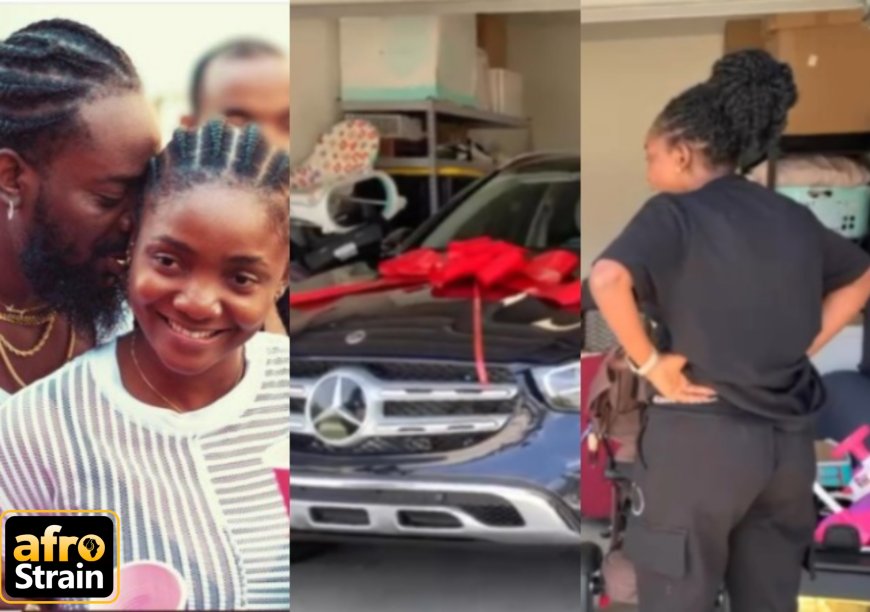 Happy And Grateful Simi Goes Down on Her Knees as Adekunle Gold Gifts Her Mercedes Benz