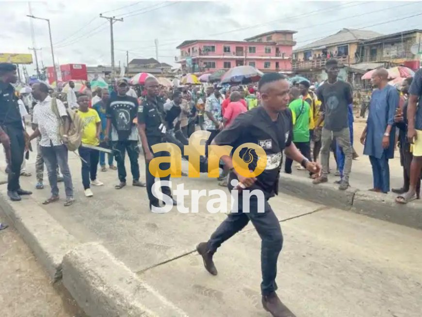 Police man receives beating of his life in Lagos