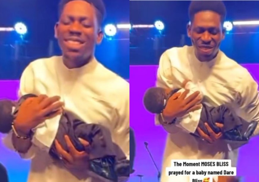 Sweet Moment When Moses Bliss Dedicates His NewBorn Baby To God