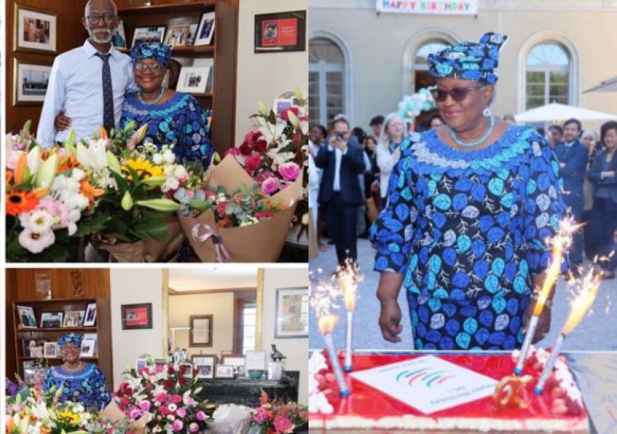 Ngozi Okonjo-Iweala marks 70th birthday with her husband and staff of WTO