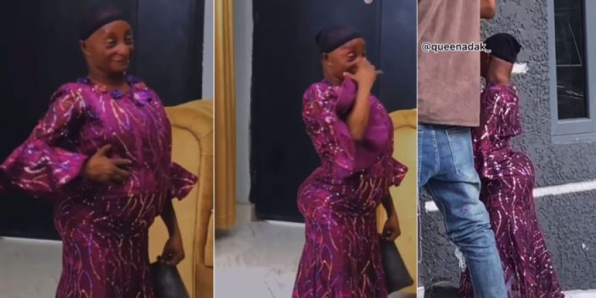 Aunty Ramota sparks reactions as she shows off her newly acquired huge backside (Video)