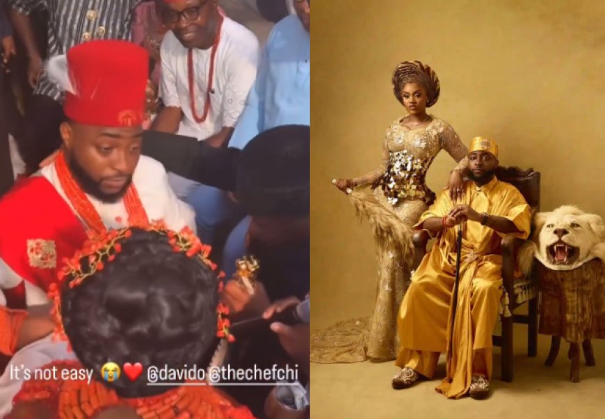 Chivido 2024: Davido sobs as Chioma’s father blesses their union