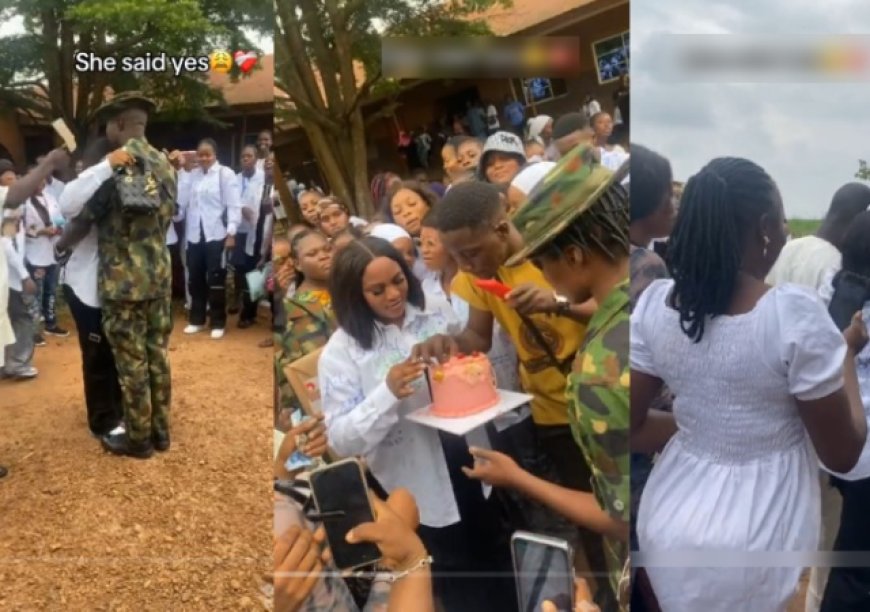 Moment Military Man Proposes to Girlfriend on Sign-Out Day and She Said Yes