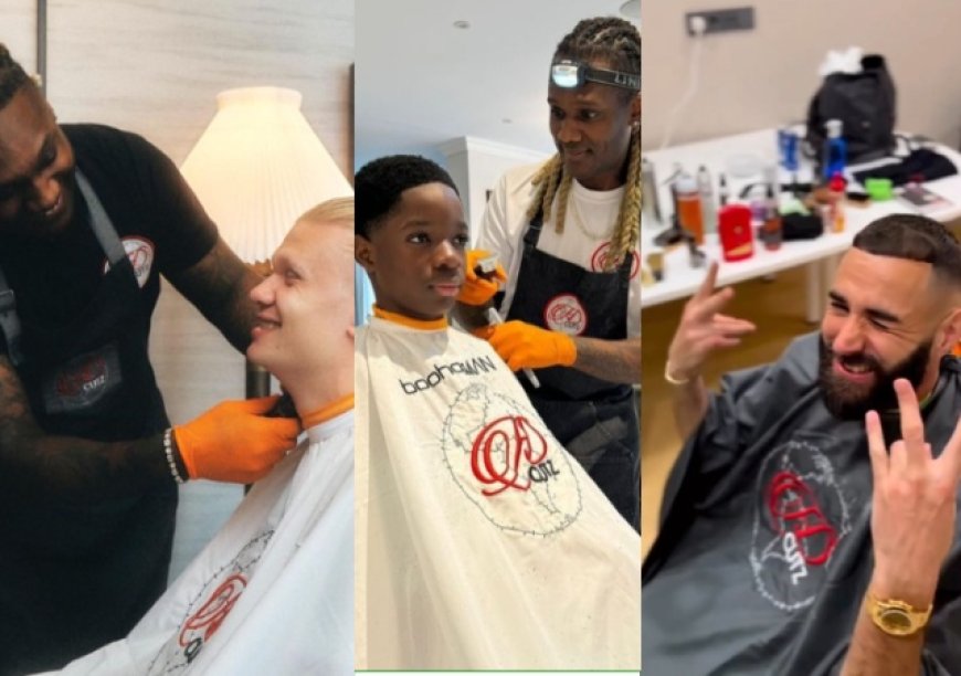 Wizkid’s Son, Boluwatife, Spotted Getting A Haircut By Haaland, Kante, Benzema’s Barber In London